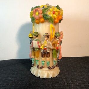 Vintage Large 10” Gunter Kerzen Hand Carved Painted German Candle